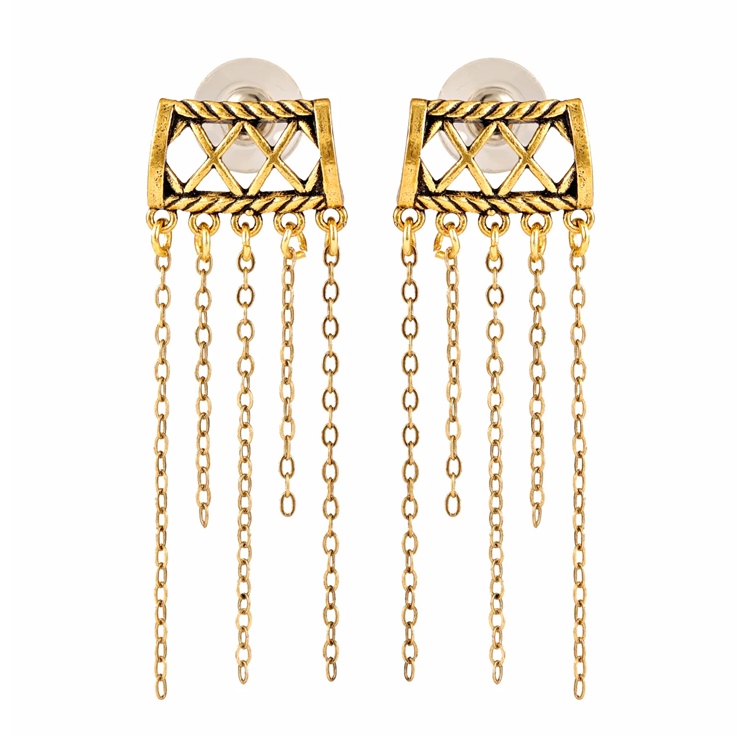 Fringes Intercrossed Collar Necklace Set - Image 4