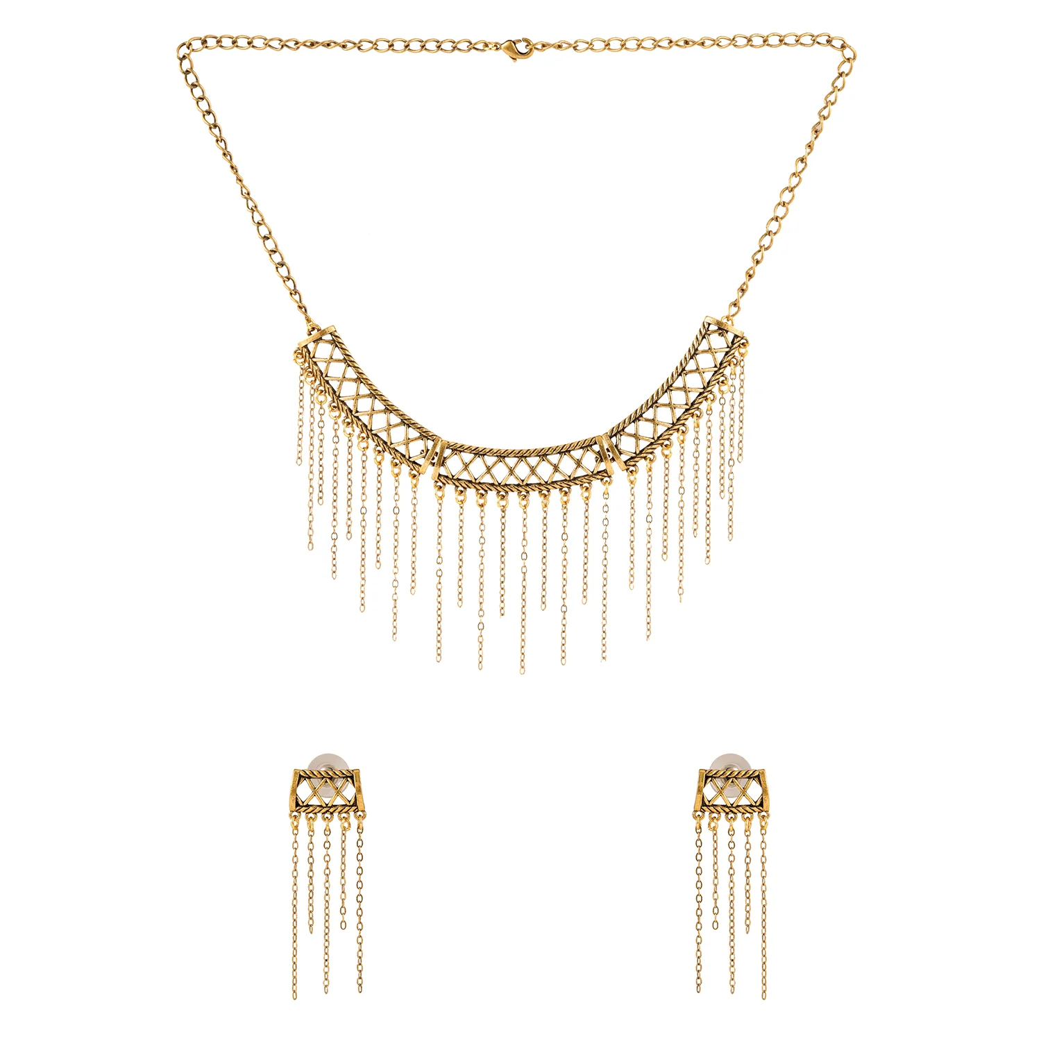 Fringes Intercrossed Collar Necklace Set - Image 5