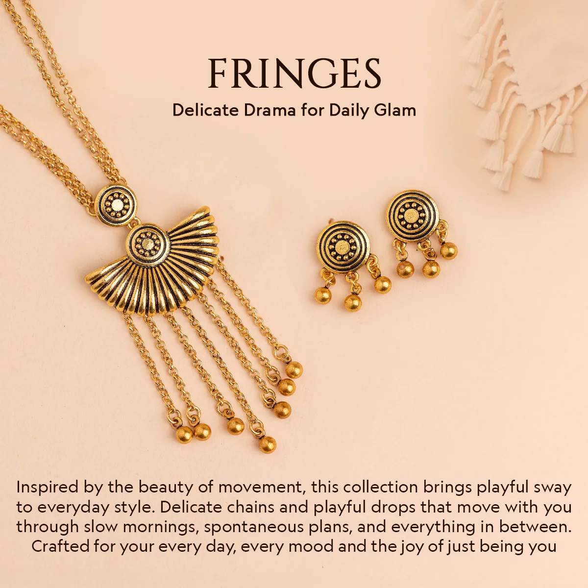 Fringes Intercrossed Collar Necklace Set - Image 7
