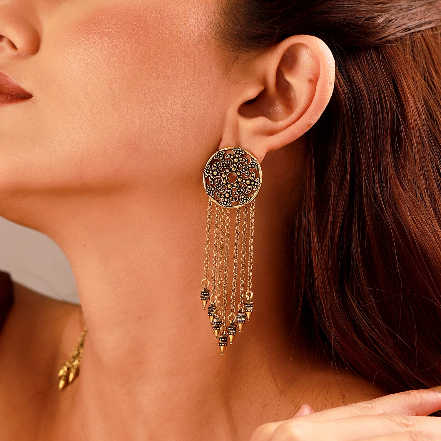 Fringes Perfect Beaded Fringe Earrings - Image 2