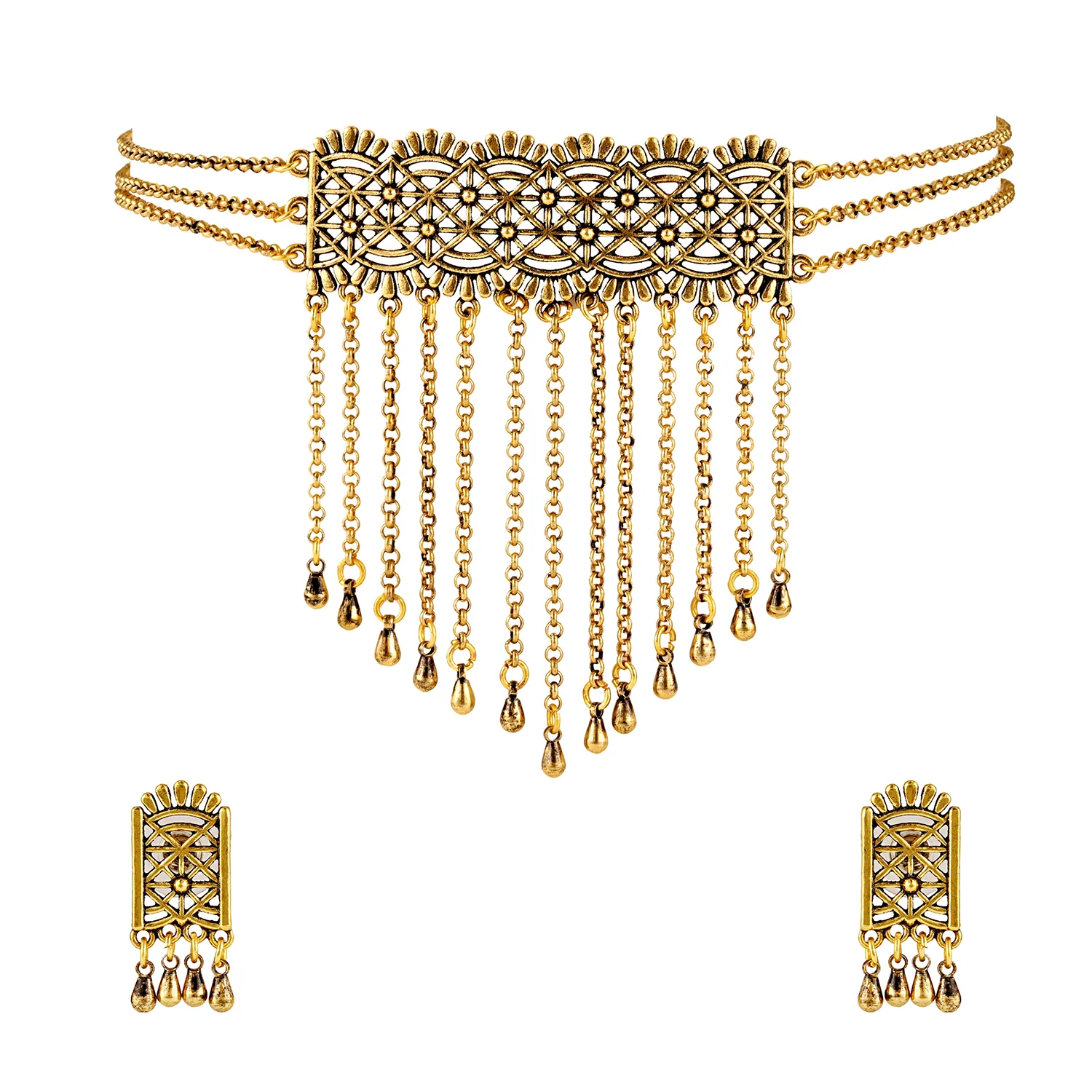 Fringes Weaved Fringe Choker Set - Image 6