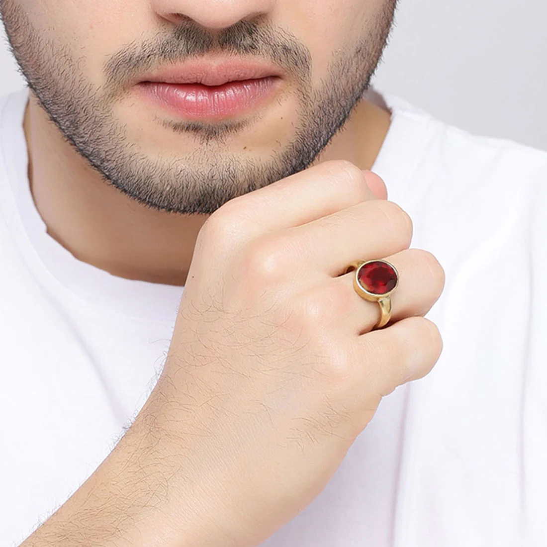Garnet (Gomed) 7.25 Ratti Ashtadhatu Rashi Ratna Ring with original Lab Test Certificate - Image 2