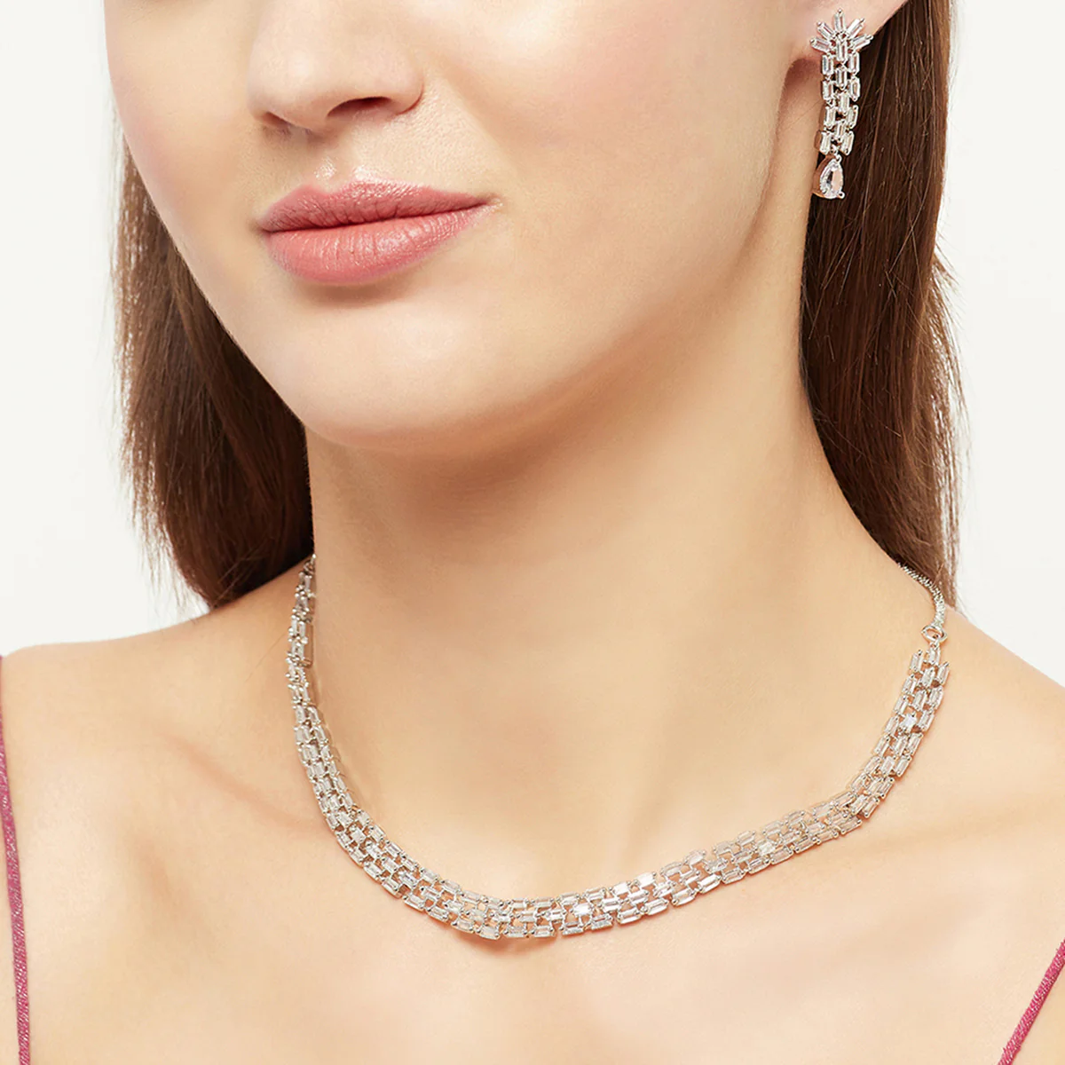 Gem CZ Stones Embellished Necklace Set - Image 2