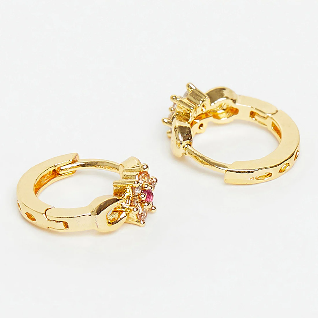 Gem Dainty Hoop Earrings with Pink Stone - Image 4