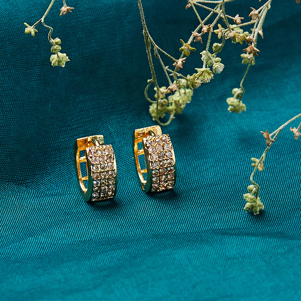 Gem Elegant Gold Plated Stud Earrings