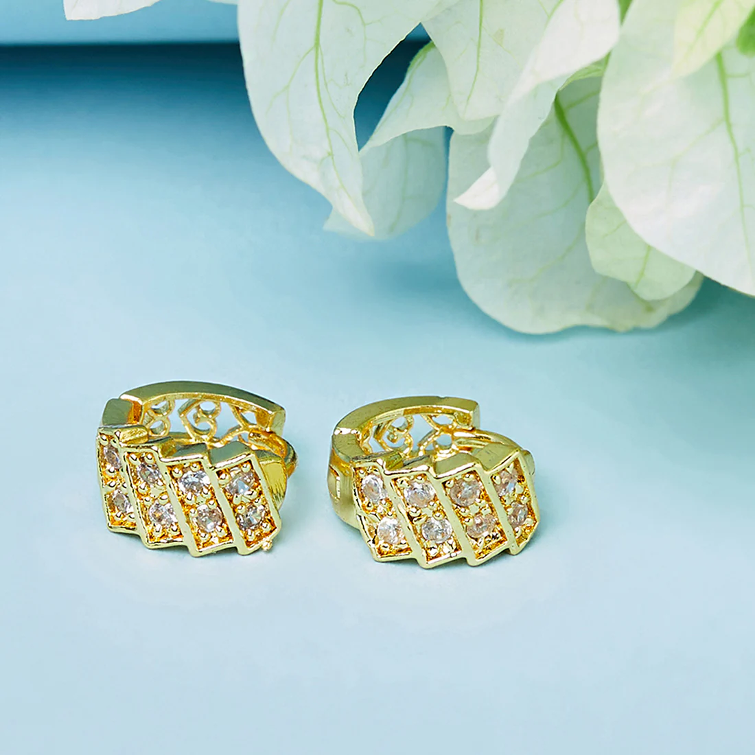 Gem Gold Plated Hoop Earrings