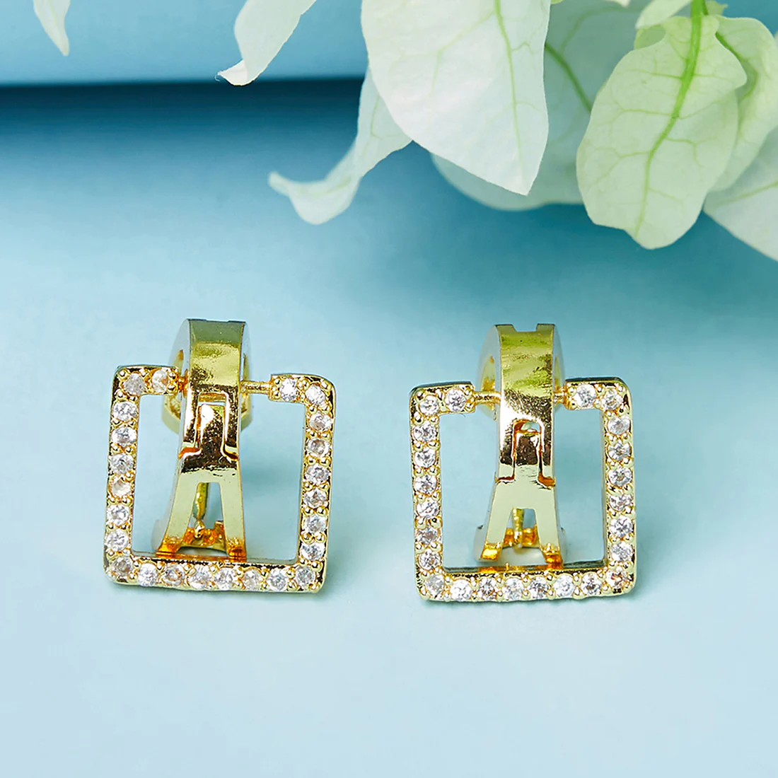 Gem Sqaure Shaped Earrings
