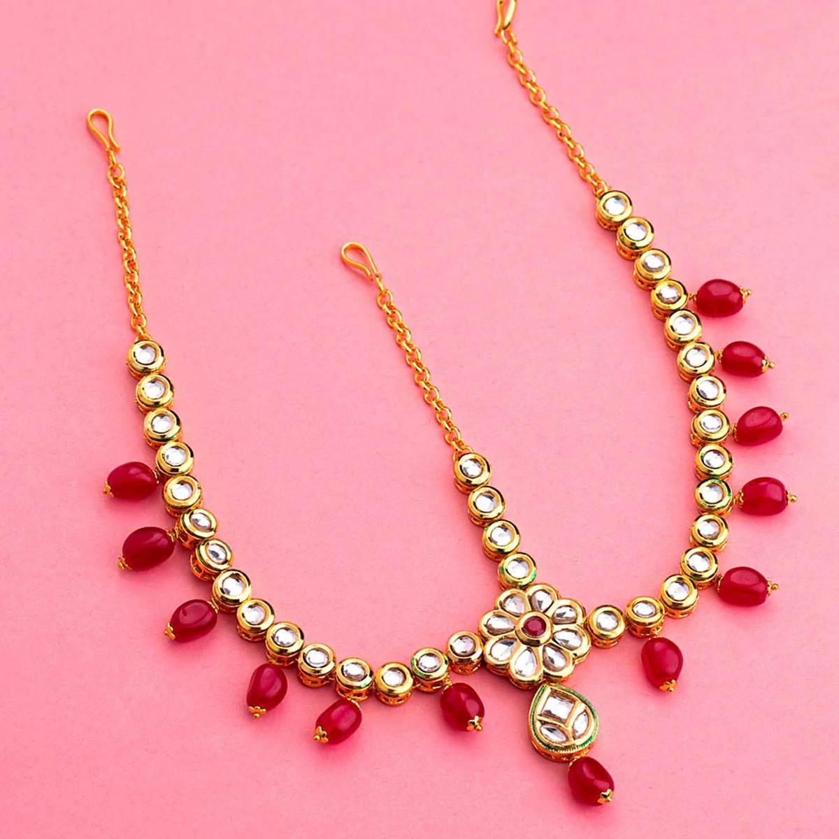 Gems Embellished Brass Maang Tika