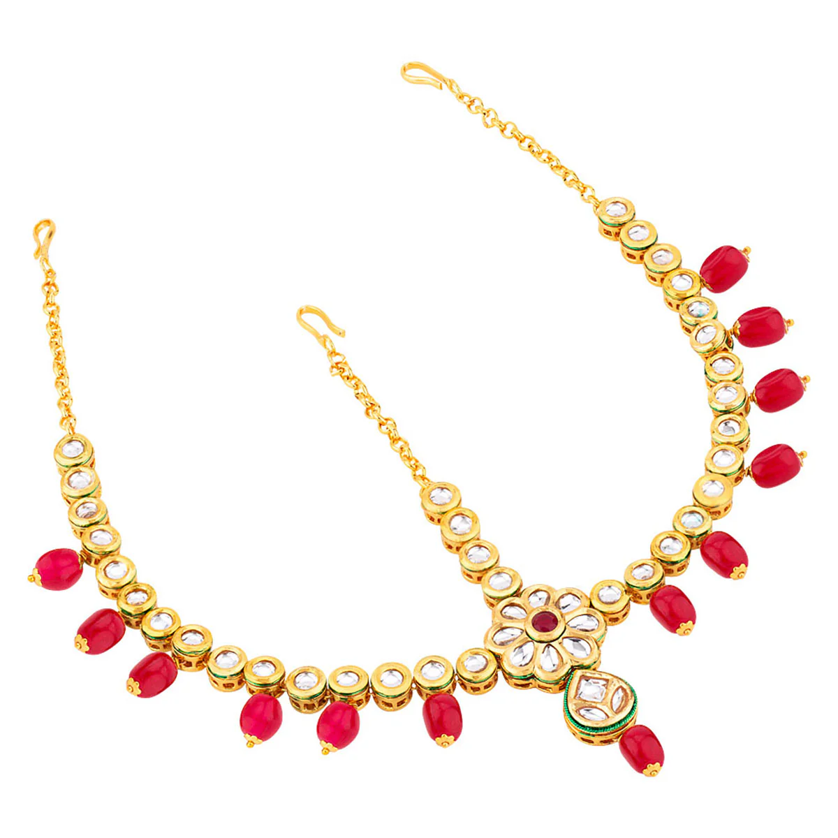 Gems Embellished Brass Maang Tika - Image 3