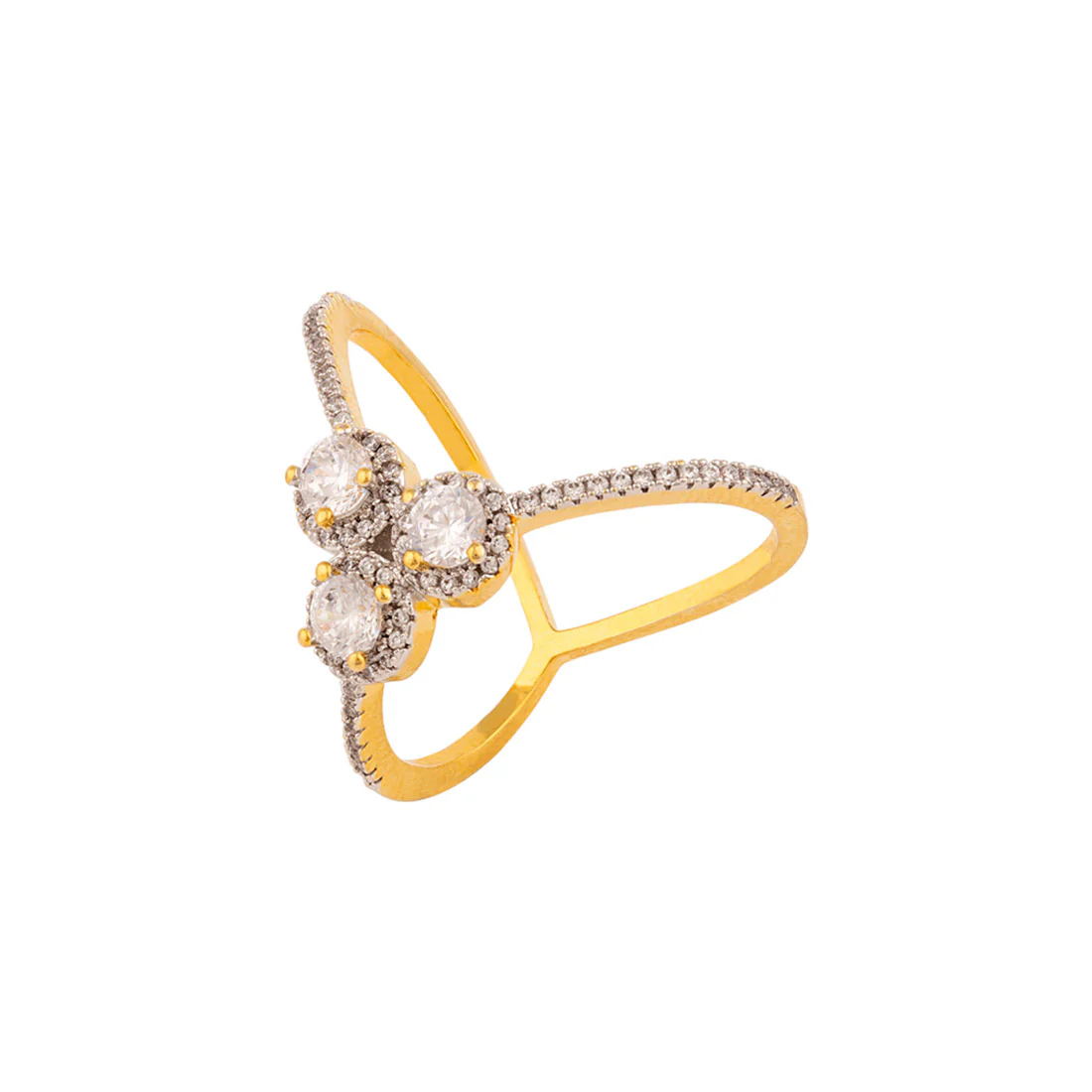 Gems Embellished Double Finger Ring - Image 3