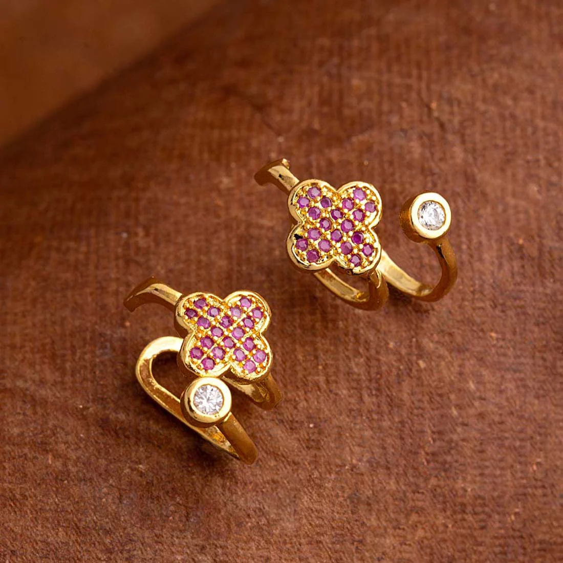 Gemstones Adorned Brass Earrings