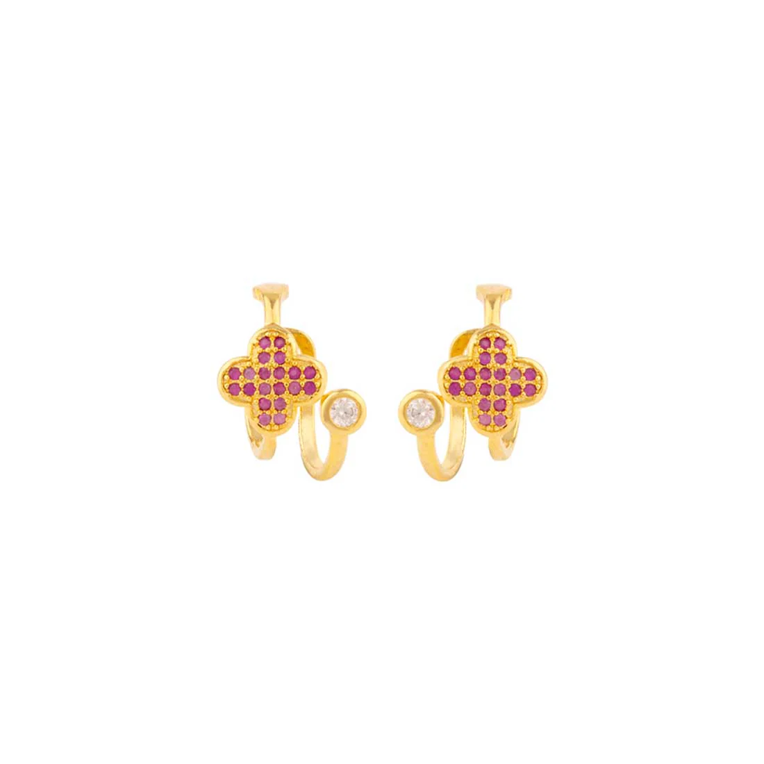 Gemstones Adorned Brass Earrings - Image 3