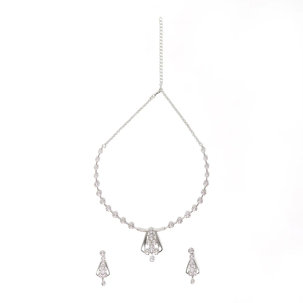 Sparkling Elegance Circular Motif Necklace Set - Image 4