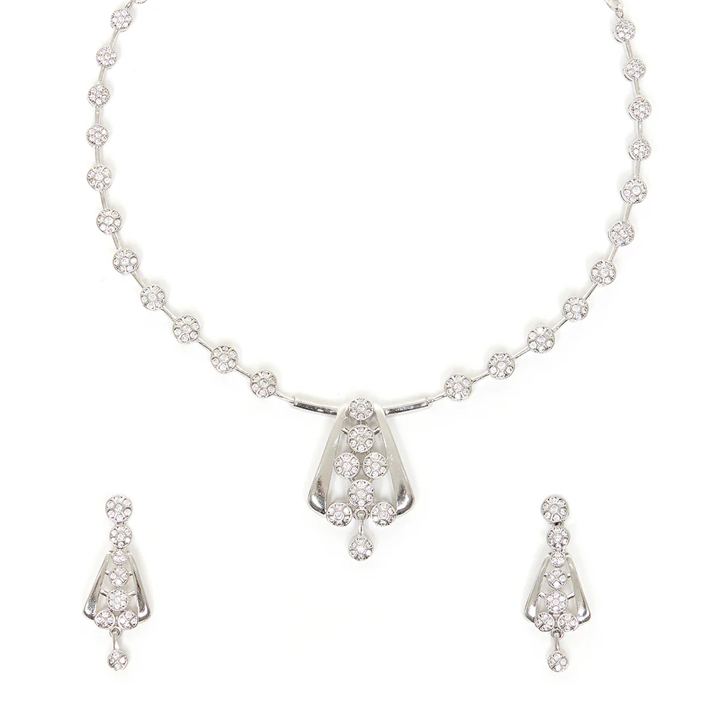 Sparkling Elegance Circular Motif Necklace Set - Image 5