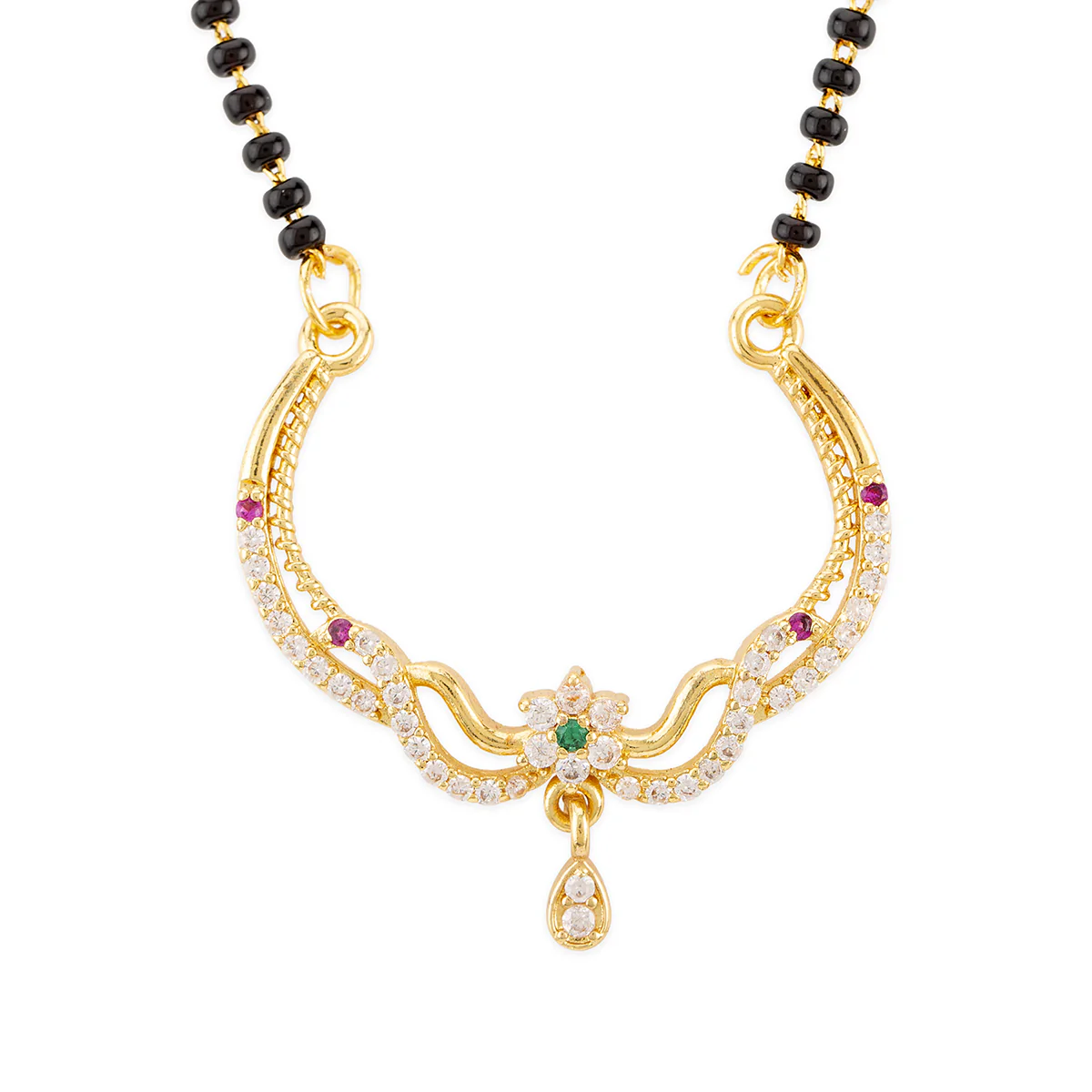 CZ Studded Floral Mangalsutra - Image 3