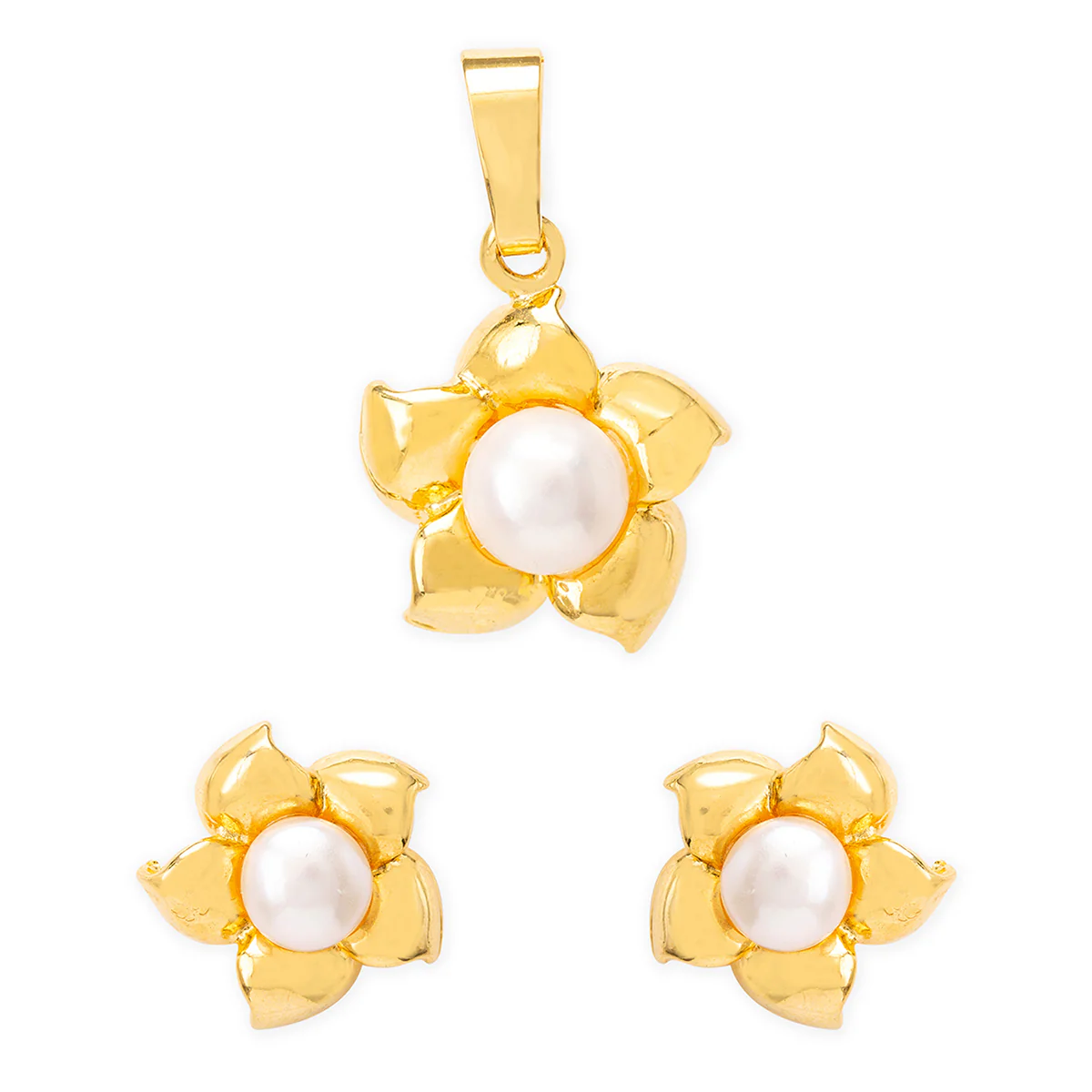 Pearl Essentials Gold Plated Floral Pendant Set - Image 3