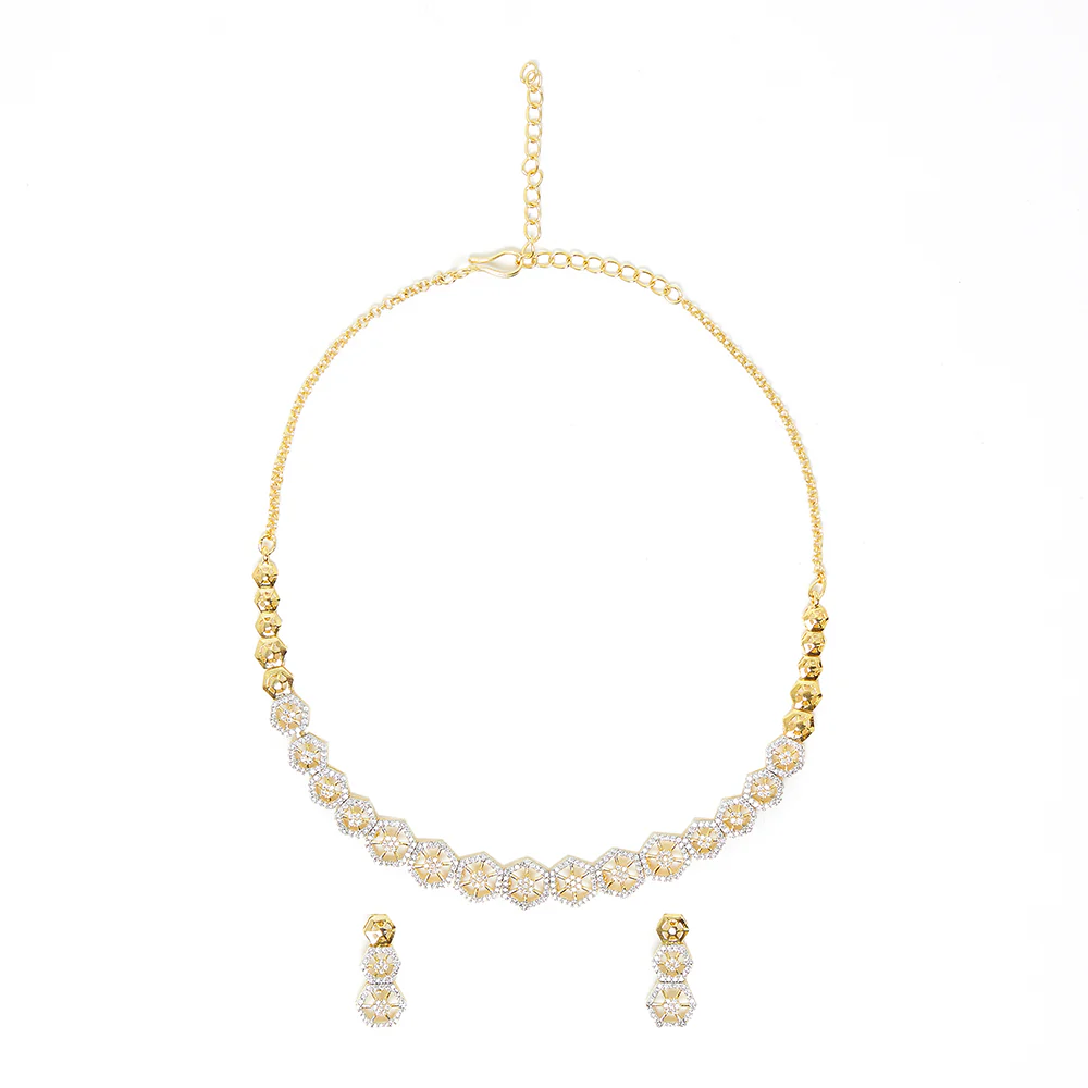 Generic Gold Plated Geometric Necklace Set - Image 5