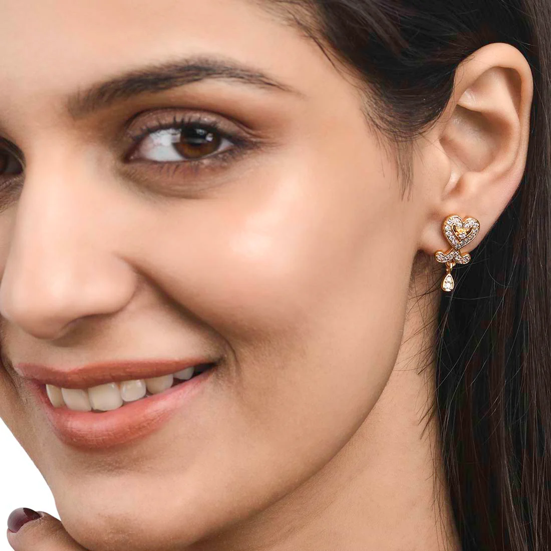 Generic Heart Motif Drop Earrings - Image 2