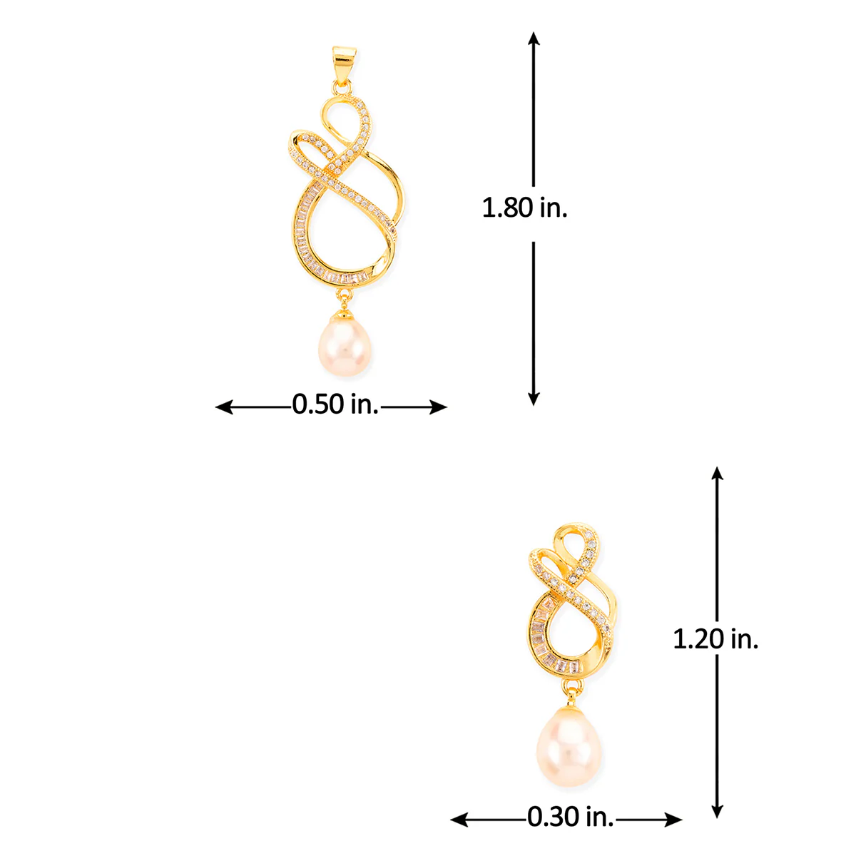 Generic Infinity American Diamond Pearl Pendant Set - Image 6