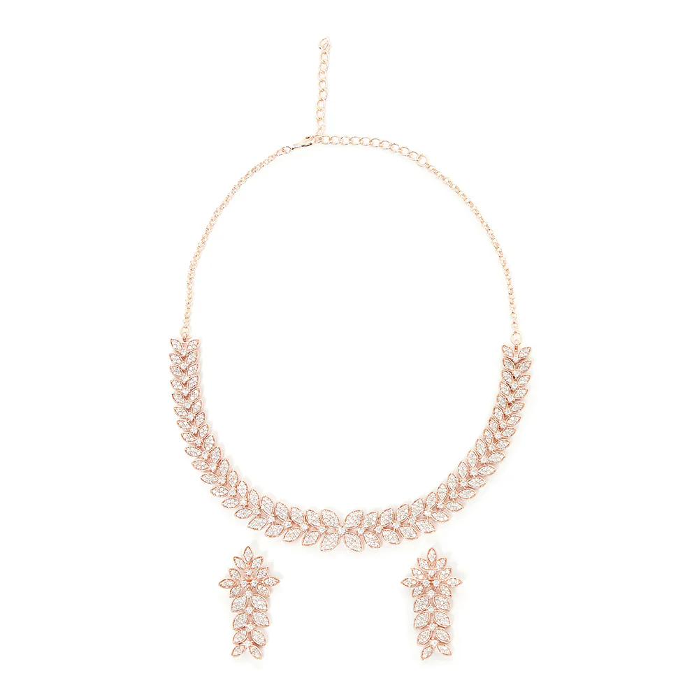 Generic Rose Gold Leaf Necklace Set - Image 4