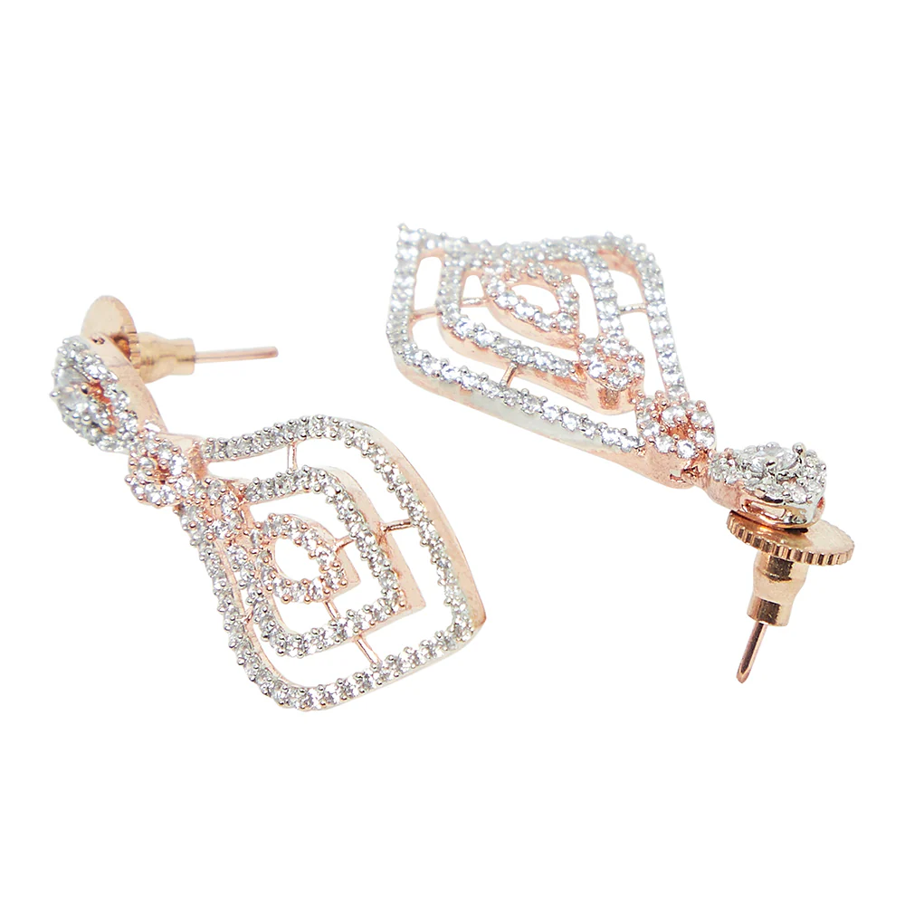 Sparkling Elegance Rose Gold Teardrop Necklace Set - Image 5