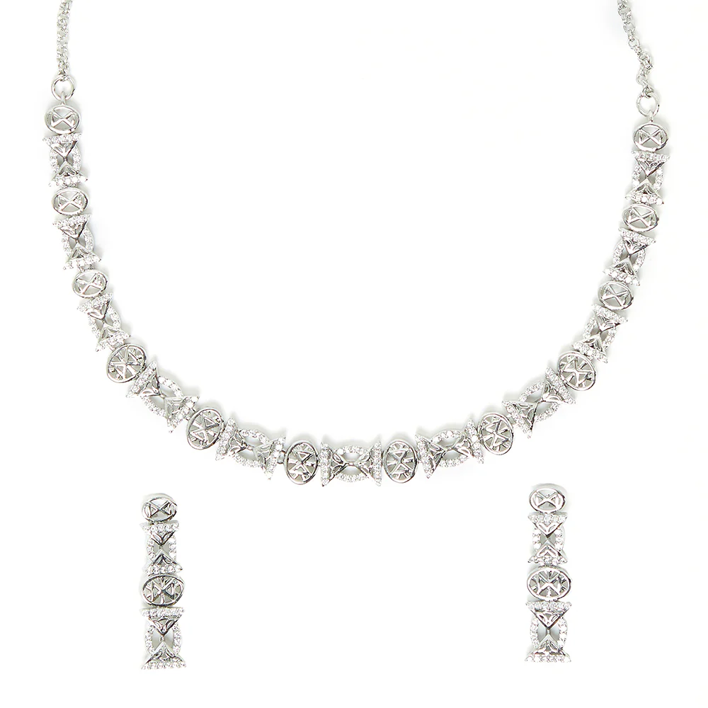 Sparkling Elegance Silver Plated Classy Necklace Set - Image 5