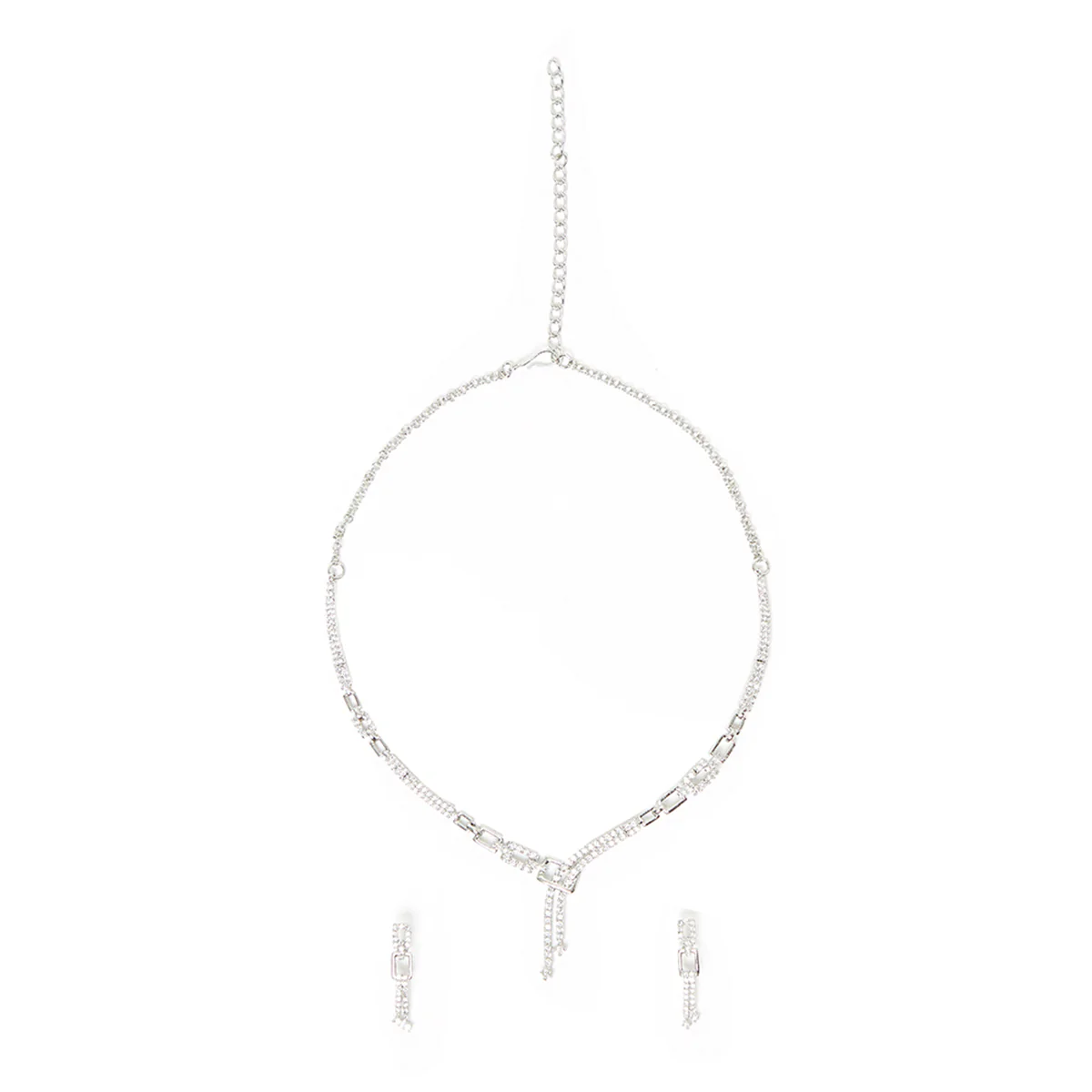 Sparkling Elegance Silver Plated Classy Necklace Set - Image 3