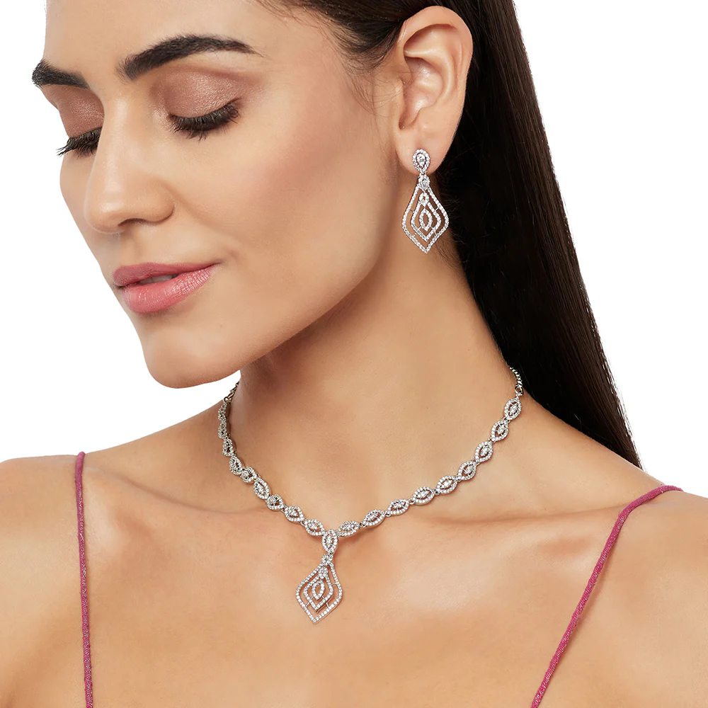 Generic Silver Plated CZ Necklace Set - Image 2