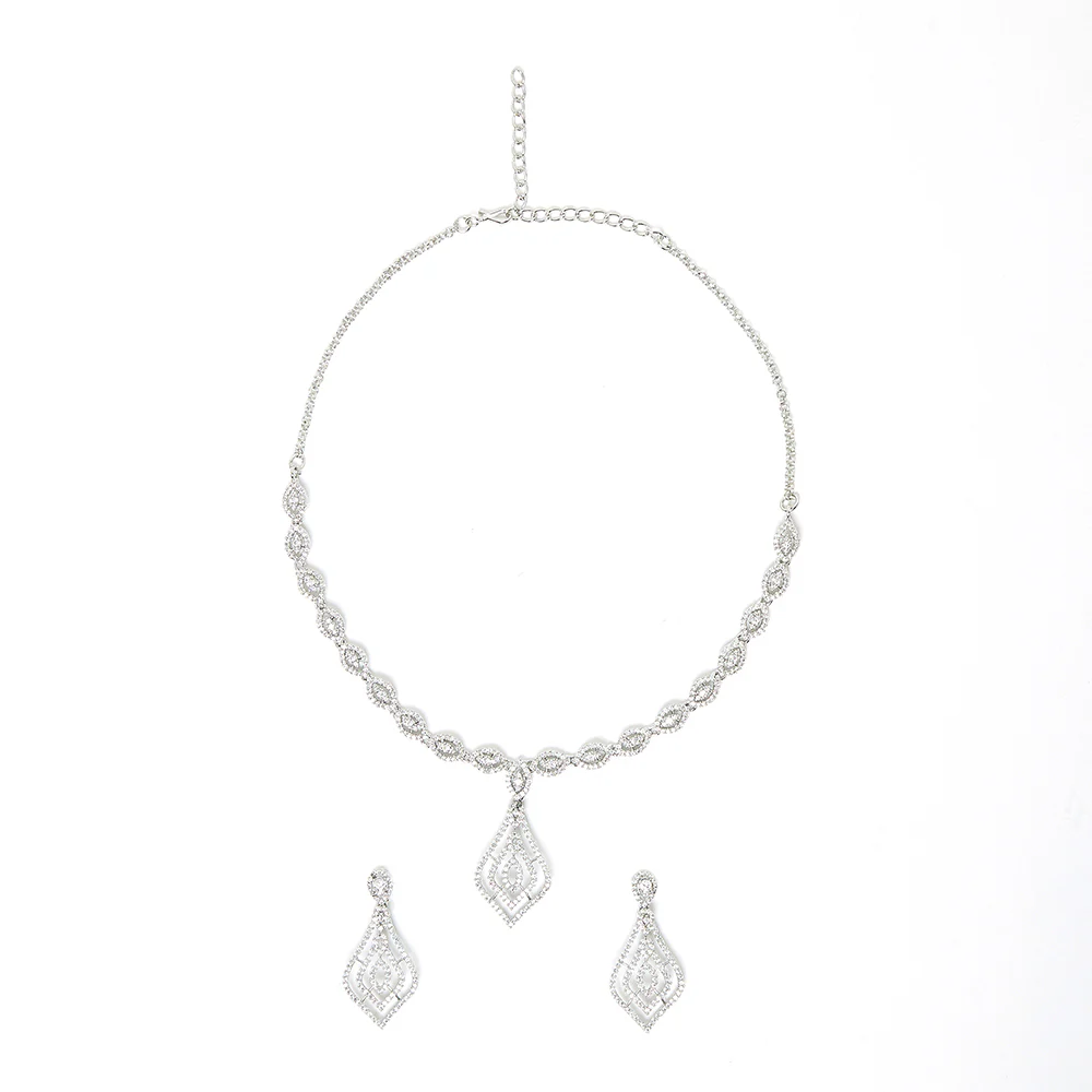 Generic Silver Plated CZ Necklace Set - Image 4
