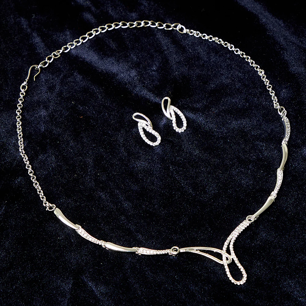 Sparkling Elegance CZ Studded Necklace Set