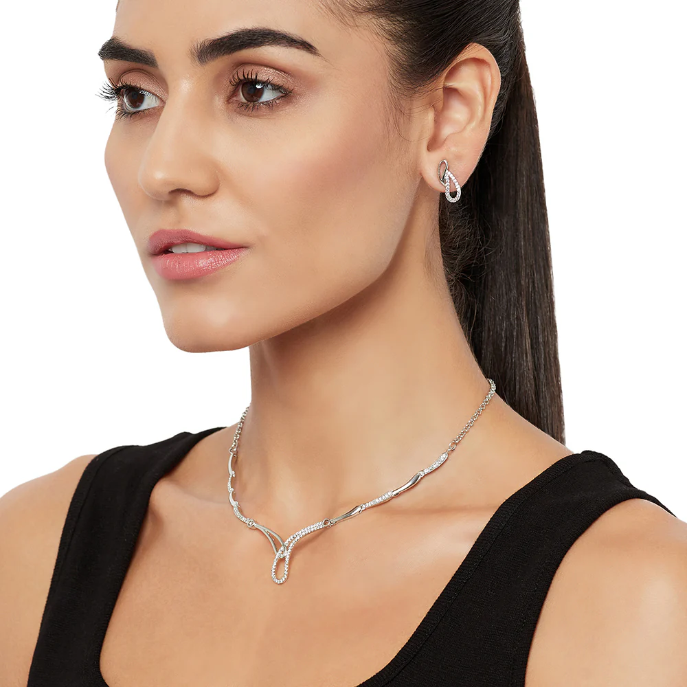 Sparkling Elegance CZ Studded Necklace Set - Image 2