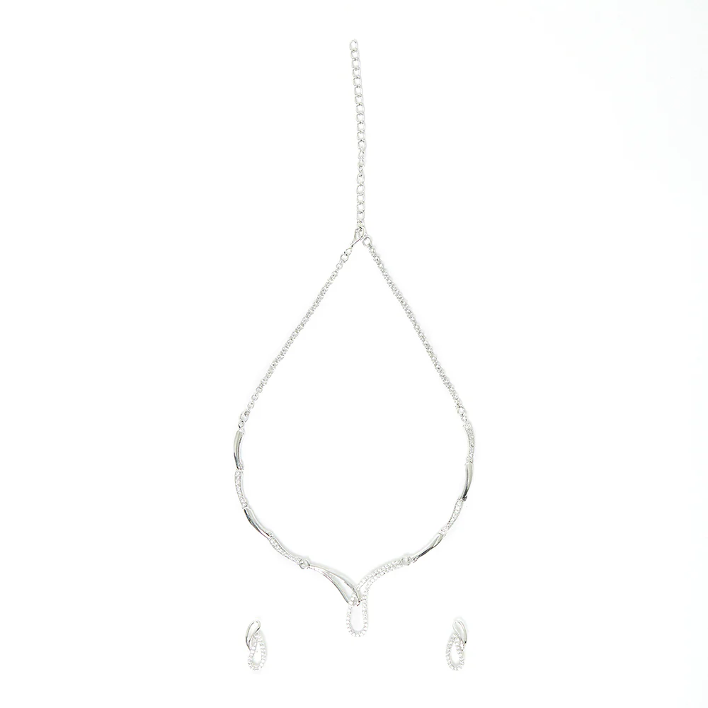Sparkling Elegance CZ Studded Necklace Set - Image 4
