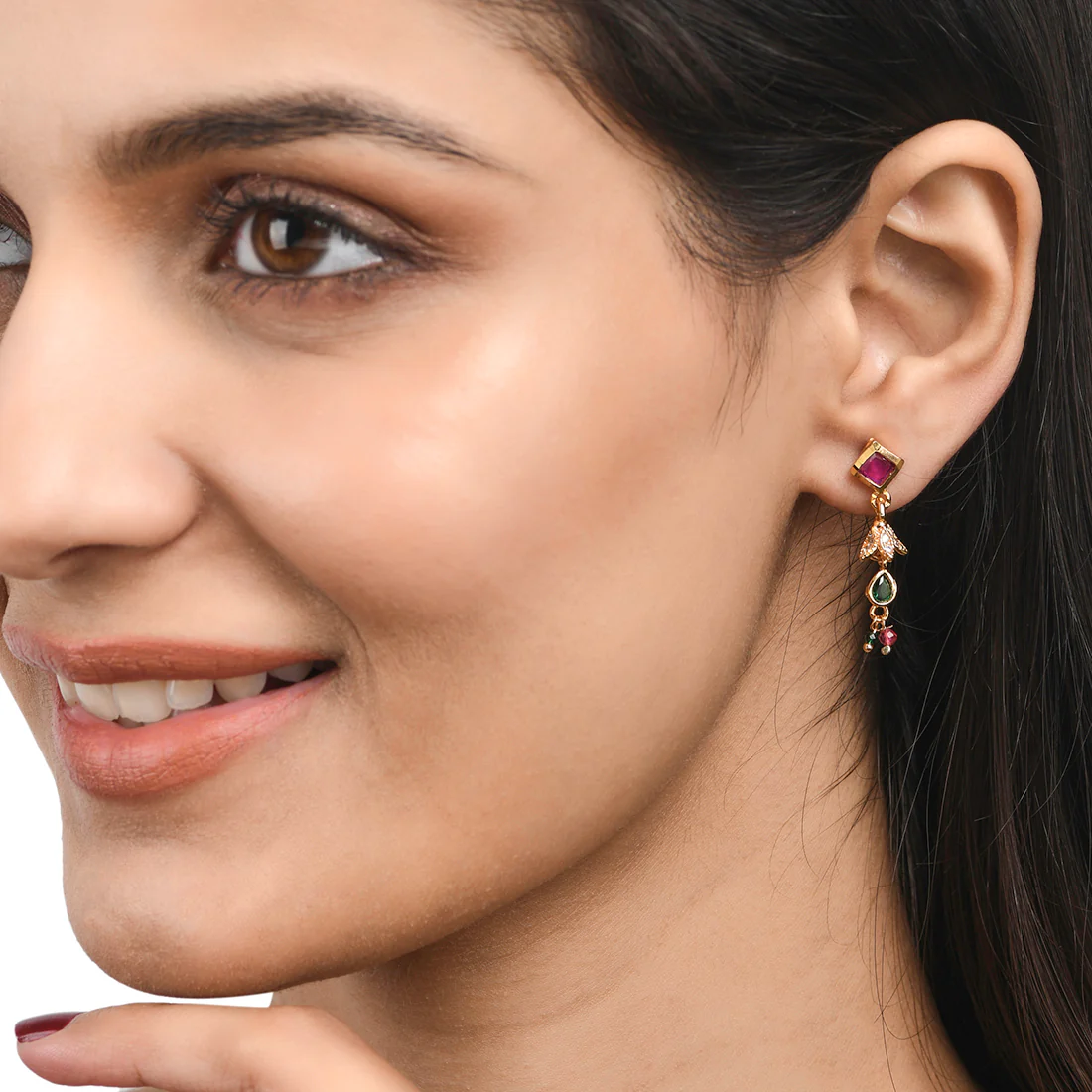 Generic Triangle Motif Drop Earrings - Image 2