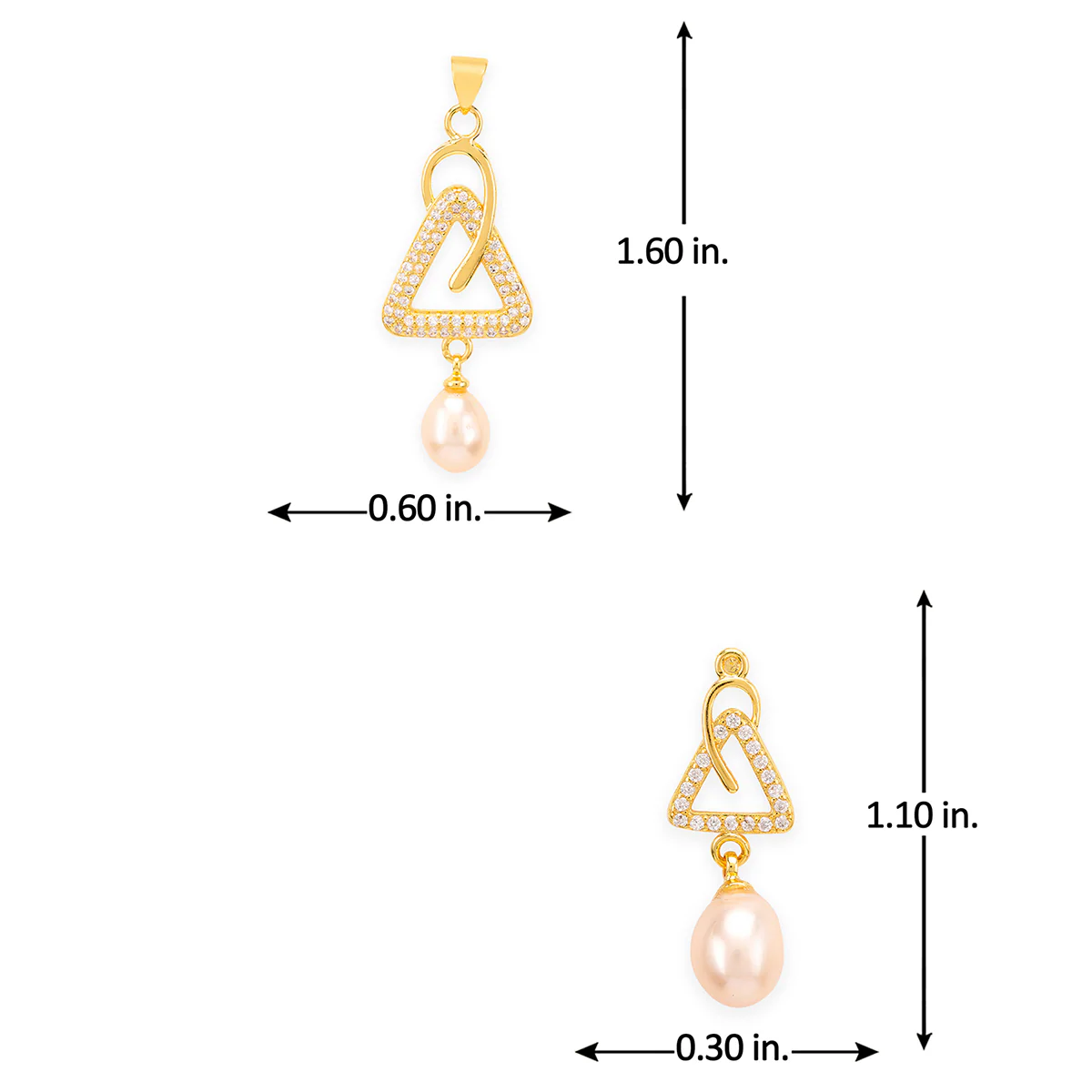 Generic Triangle Pearl Drop Pendant Set - Image 6