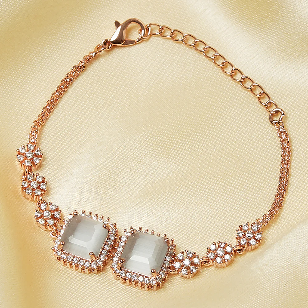 Sparkling Elegance Women Brass Bracelet