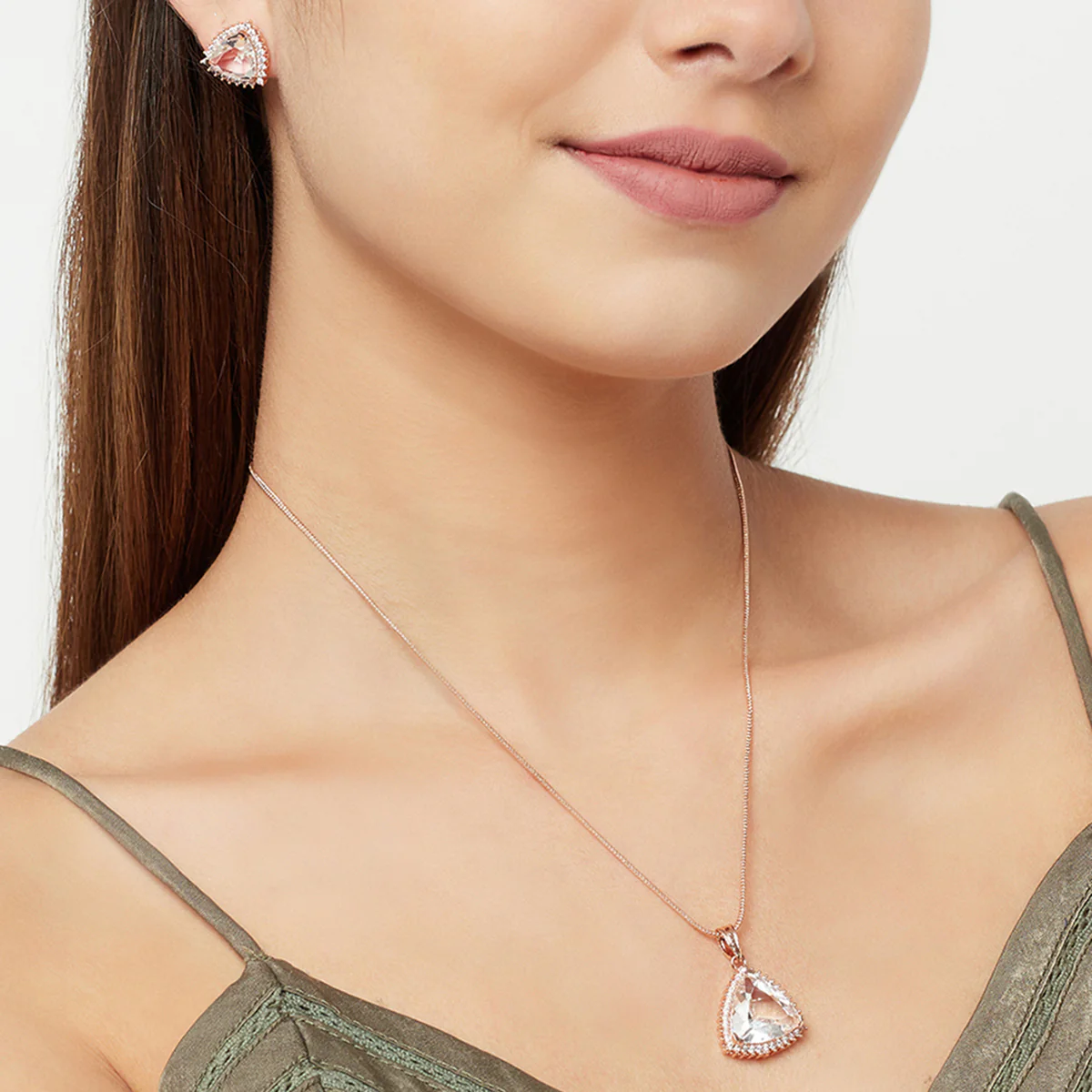Sparkling Elegance Rose Gold Plated Pendant Set - Image 2