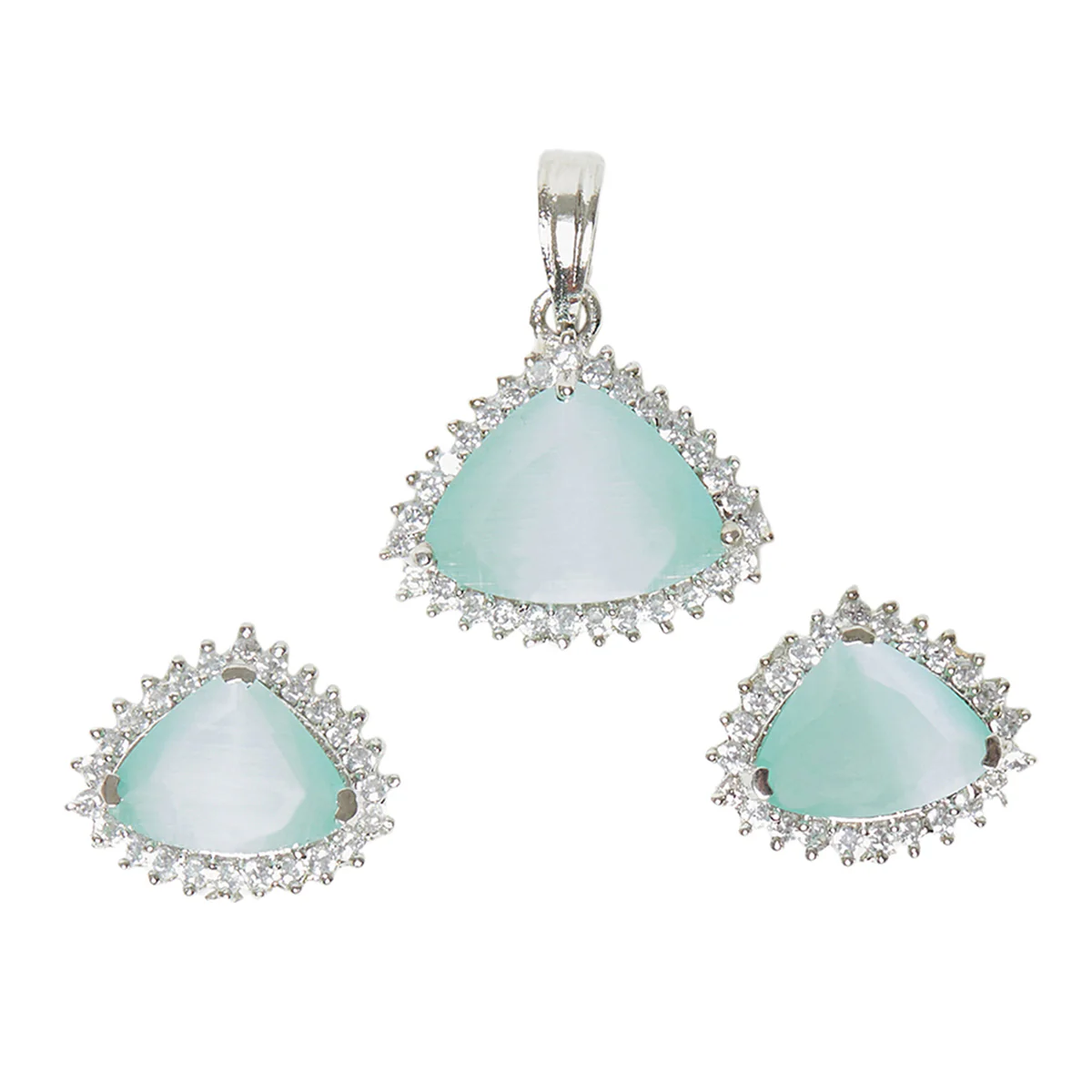 Sparkling Elegance Green CZ Silver Pendant Set - Image 3
