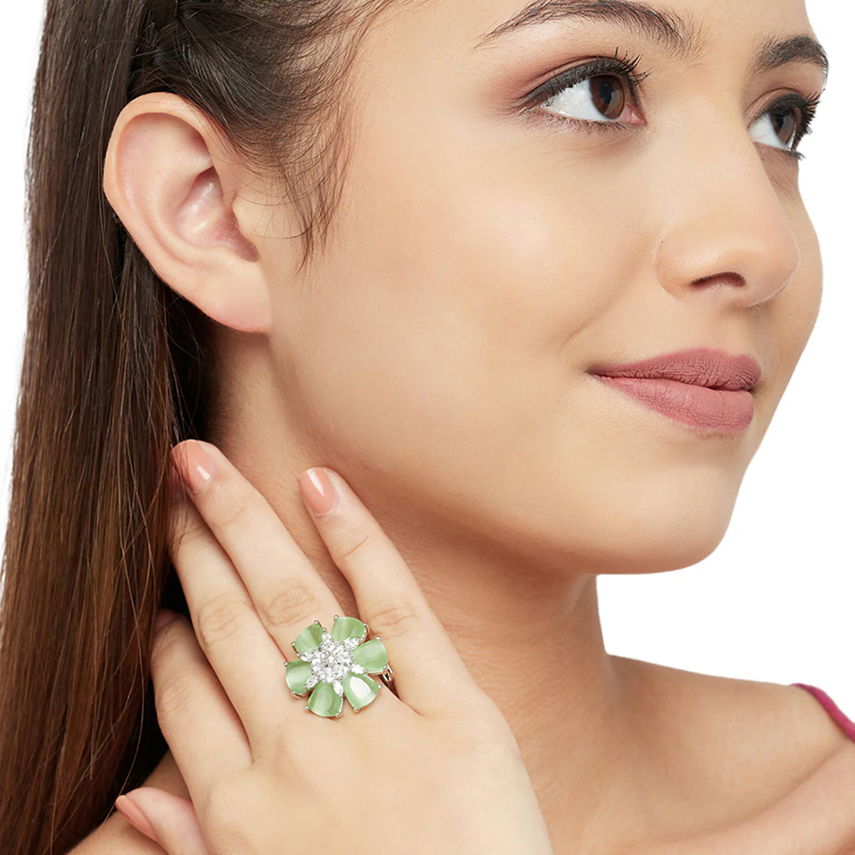 Sparkling Elegance Seafoam Colored Stone Ring - Image 2