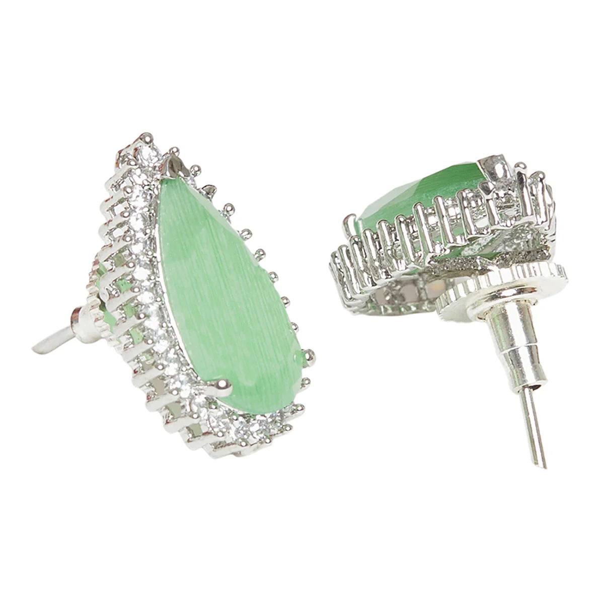 Sparkling Elegance Silver Pendant Set with Green Stones - Image 5