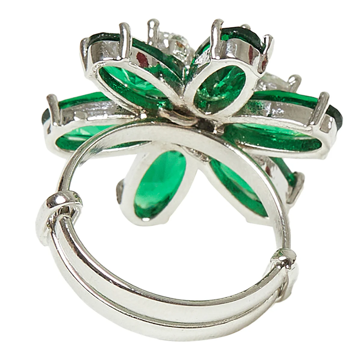 Sparkling Elegance Green Stones Floral Ring - Image 4