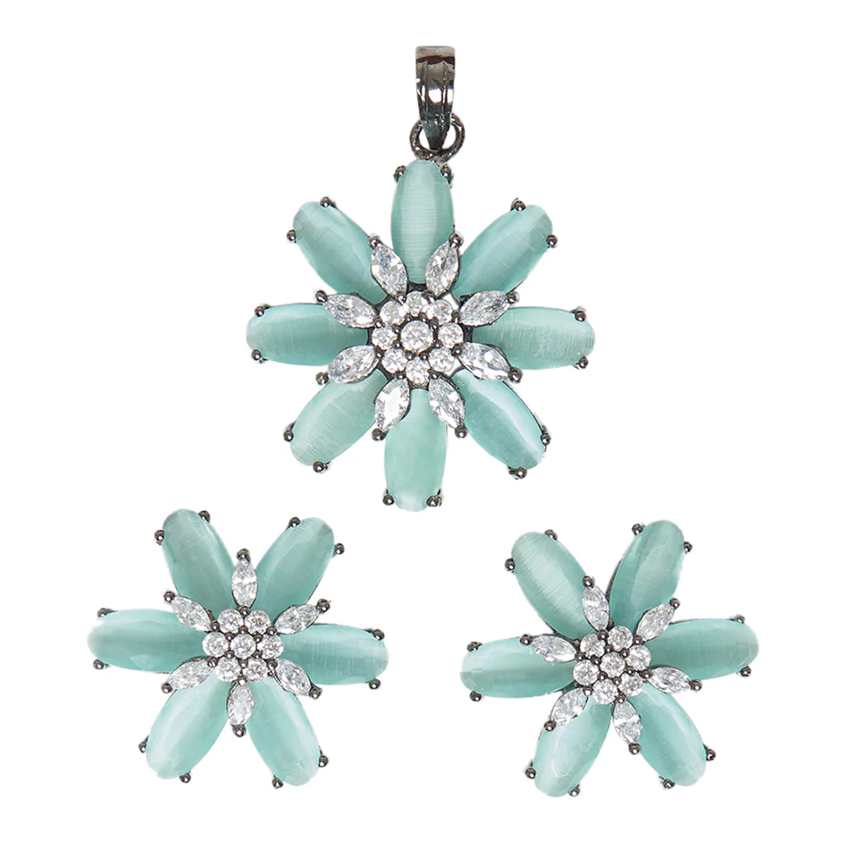 Sparkling Elegance Floral Pendant Set - Image 3