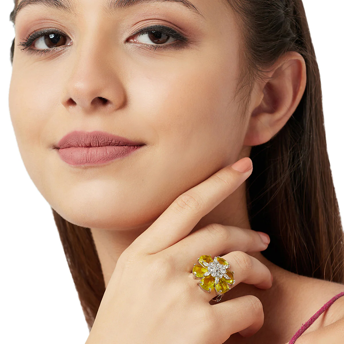 Sparkling Elegance Yellow Stoned Ring - Image 2