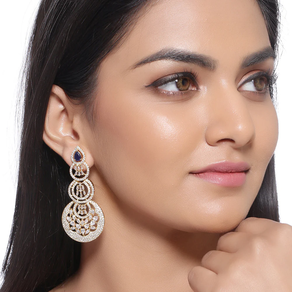 Geometric Design Circles Drop Earrings - Image 2