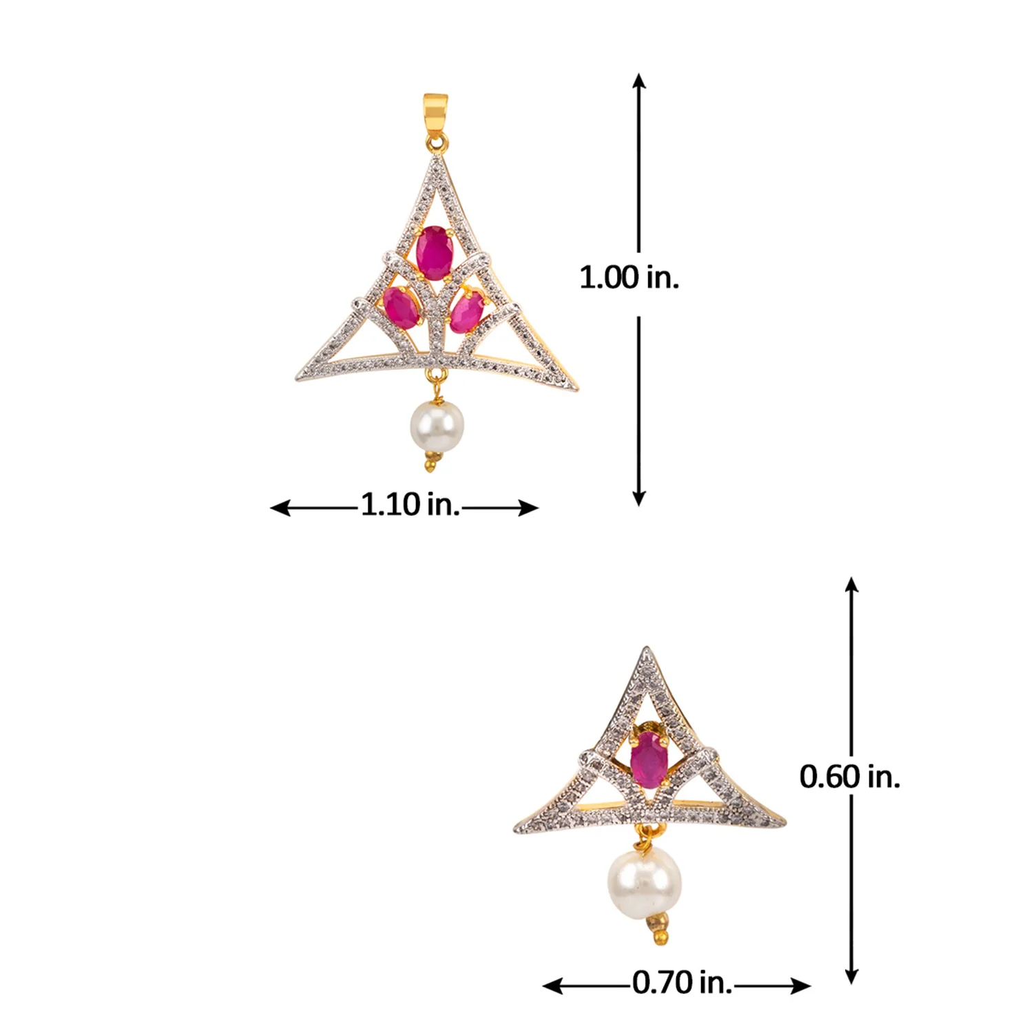 Geometric Pink CZ Pendant Set - Image 6