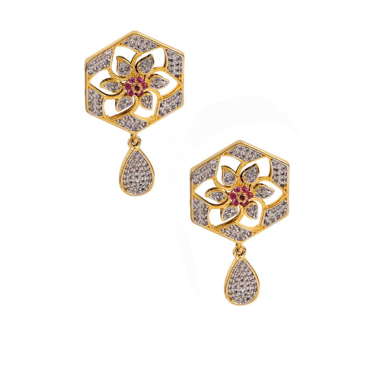 Geometric Pink CZ Pendant Set - Image 3