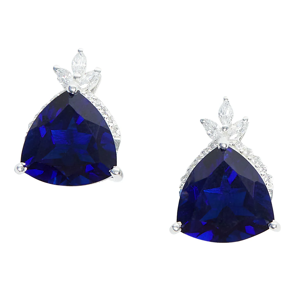 Glamorous Blue White Pendant Set With Chain - Image 4