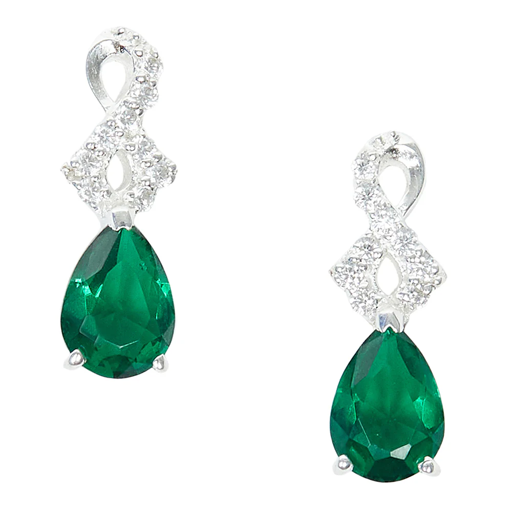 Glamorous Green White Pendant Set With Chain - Image 4