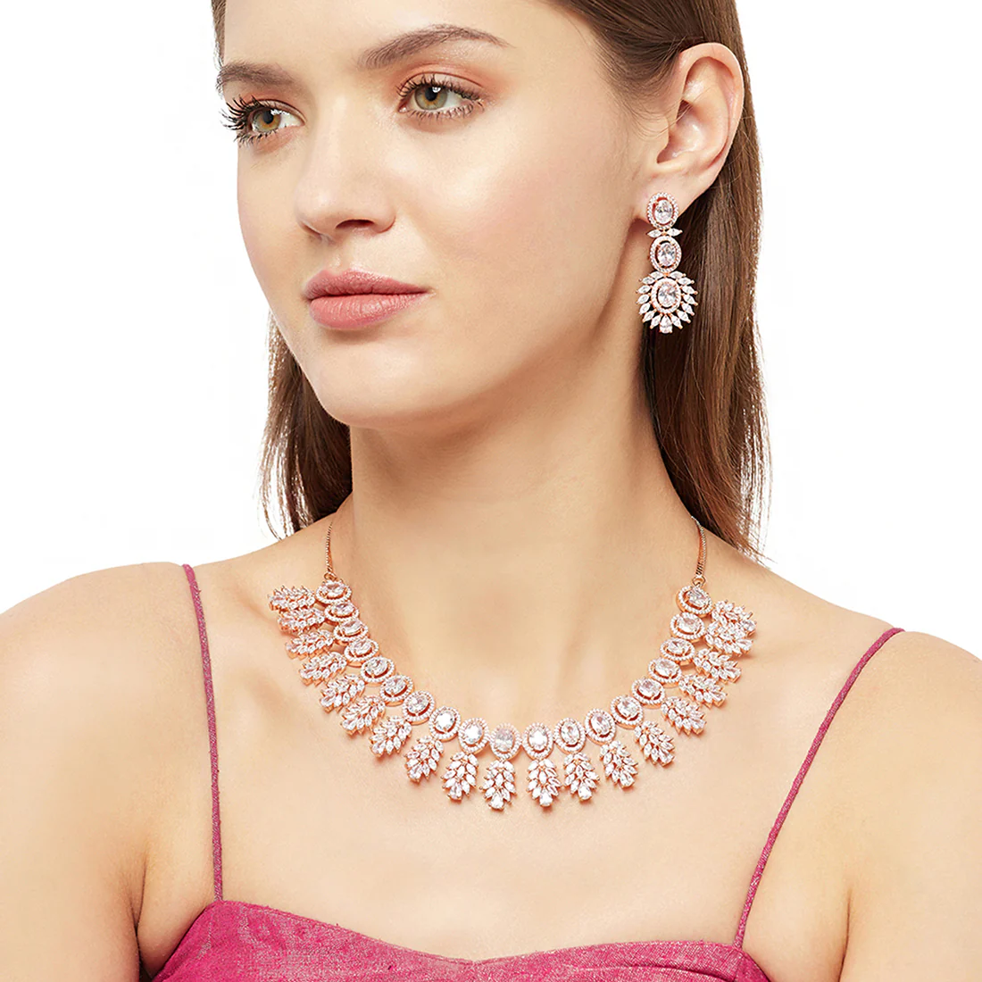 Glorious CZ Gems Encrusted Sparkling Elegance Necklace Set - Image 2