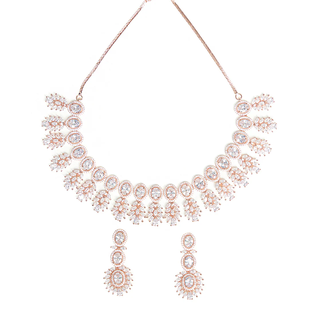 Glorious CZ Gems Encrusted Sparkling Elegance Necklace Set - Image 4