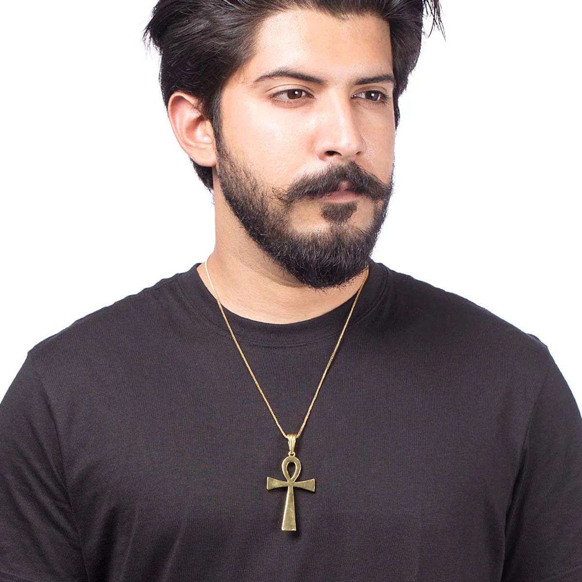 Glossy Cross Pendant Without Chain In Yellow Gold Plated For Men From Dare By Voylla - Image 2